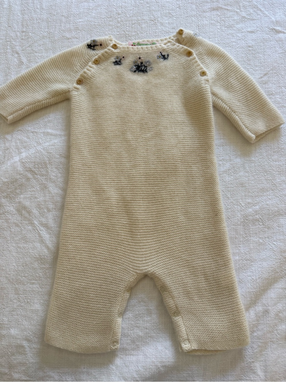 Bonpoint Cream Knit Baby One-Piece Romper